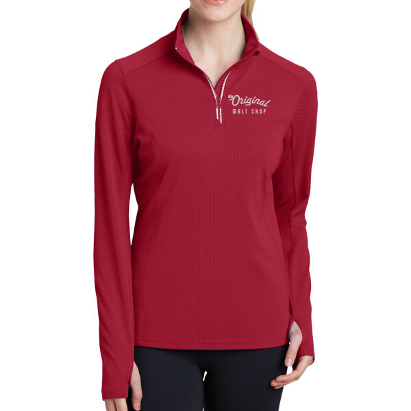 Sport-Tek ® - Ladies Sport-Wick® Textured 1/4-Zip Pullover - Embroidered Logo Thumbnail