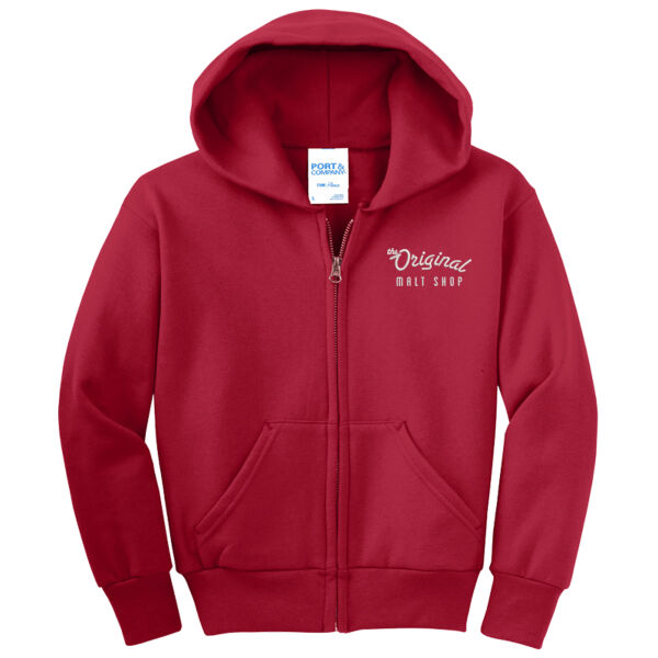 Port & Company ® - Youth Core Fleece Full-Zip Hooded Sweatshirt - Embroidered Logo Thumbnail
